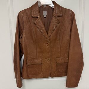 Leather Blazer 2 Button Jacket Size  XS